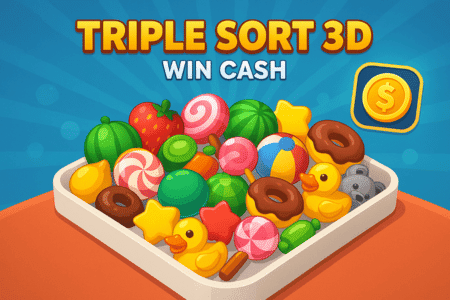 Triple Sort 3D – Win Cash: Jogo de Combinação 3D para Ganhar Dinheiro Fácil